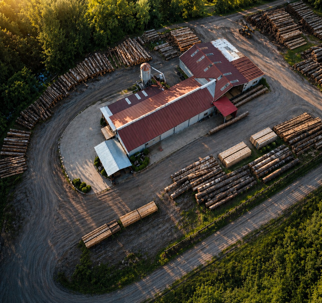 Washington Timber Company mill yard — bird's eye view, Arlington WA